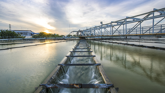 Wastewater plant at dusk