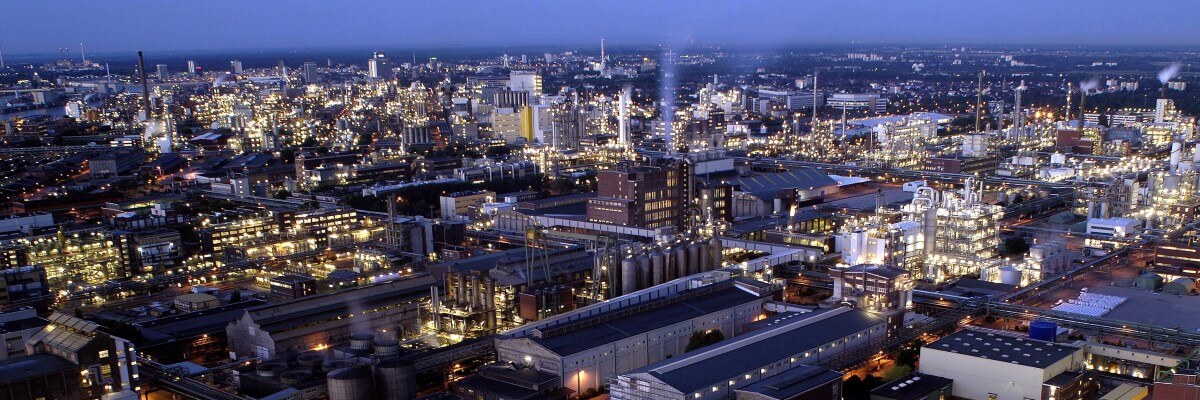 a bright city at dusk